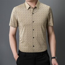 2023年夏季新款男士短袖衬衫男装衬衣夏装商务休闲外套上衣服，男装衬衫，电商B212（原钱塘6029）