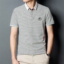 男士短袖T恤男条纹薄款POLO衫夏季中青年休闲百搭翻领棉质体恤衫，男装T恤，电商B212（原钱塘6029）