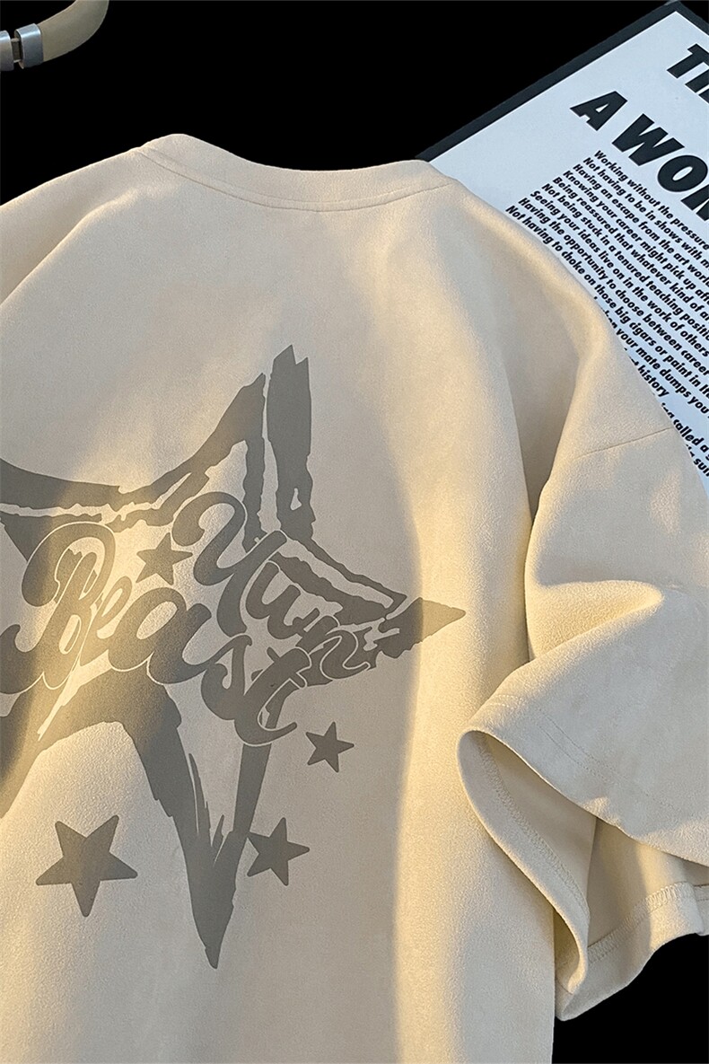 烧花麂皮绒T恤XY5516-TP20控价38美式休闲上衣中袖大码潮牌体恤,男装T恤,电商A102-1