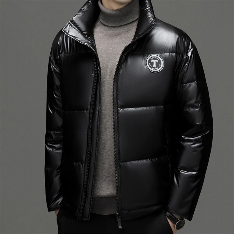 男装冬季新款加厚白鸭绒羽绒服休闲立领纯色男士中年商务保暖外套,男装羽绒服,电商B212（原钱塘6029）