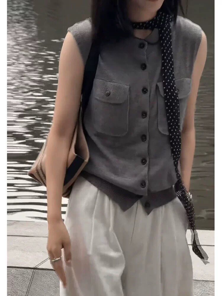 女士天丝轻简时尚舒适百搭双兜坎肩马甲，女装马甲，雪真羊绒