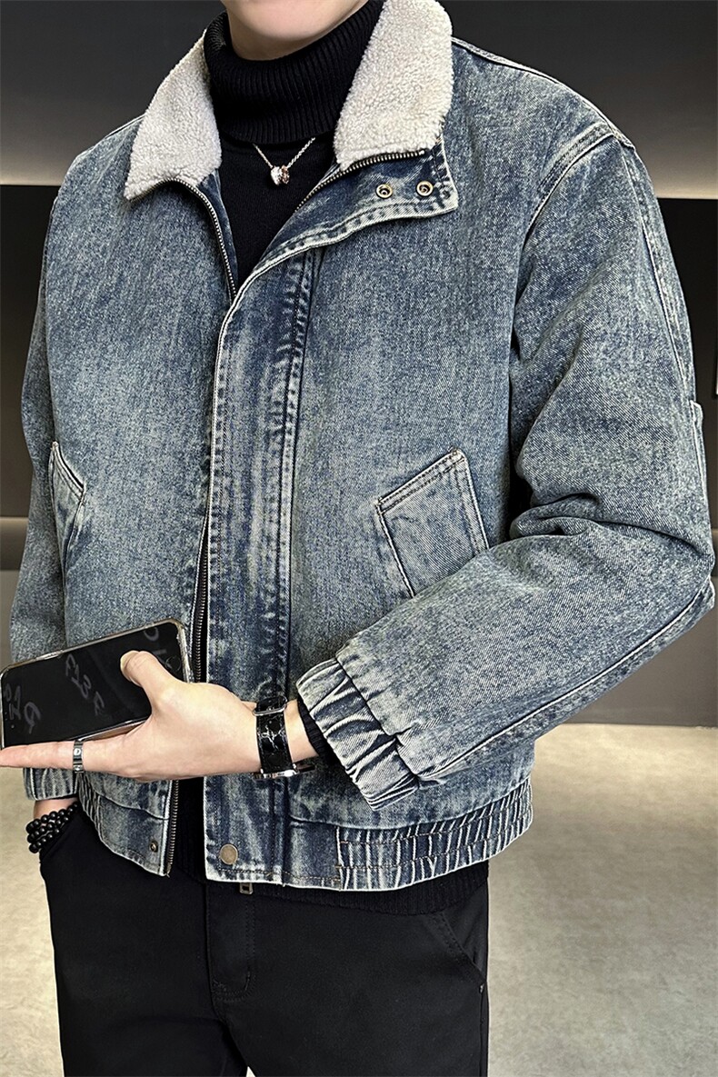 M-3XL9566-P175羊羔毛加绒加厚渐变色牛仔外套男,男装工装外套,电商B321-1