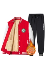 冬季新款加绒加厚棒球服外套套装XZ102A-4-552-P115，男装休闲套装，星座211-2