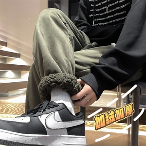 加绒冬款男裤麝皮绒羊羔毛束脚保暖休闲长裤h027 P50图片