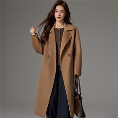 2025秋冬百搭时尚翻领单扣大衣保暖，女装双面呢大衣，荣图大衣