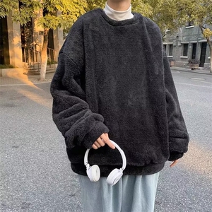 港风潮牌毛绒卫衣男韩版潮流百搭宽松保暖秋冬毛衣情侣装外套