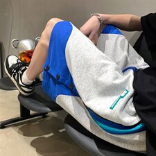 2025夏季港风排扣宽松拼色休闲短裤B266-DK07-P30，男装牛仔裤，星座B257-1