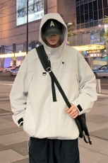 新款连帽冲锋衣夹克男中性风港风潮流休闲外套JK2365-P65，男装夹克，星座717