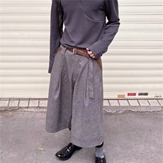 复古老钱风千鸟格休闲短裤男潮流简约夏季宽松百搭直筒阔腿七分裤，男装牛仔裤，星座506A