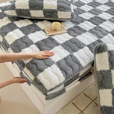 秋冬新款A类加厚夹棉床笠+宽包边被套四件套，床品套件，一起卖家纺