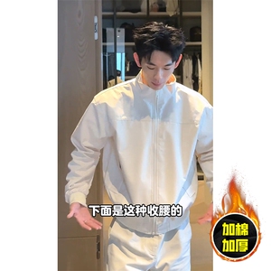 现货秋冬季美拉德立领飞行立领夹克boxy廓形棉衣高街加厚加棉外套图片