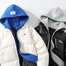 假两件皮棉衣连帽棉服潮流冬季加厚保暖棉袄外套A266-P02-P85，男装棉衣，电商A266