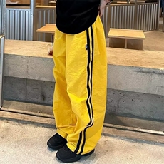 冰丝速干条纹裤子男秋季薄款多巴胺美式潮牌宽松直筒休闲运动长裤，女装休闲裤，星座506A
