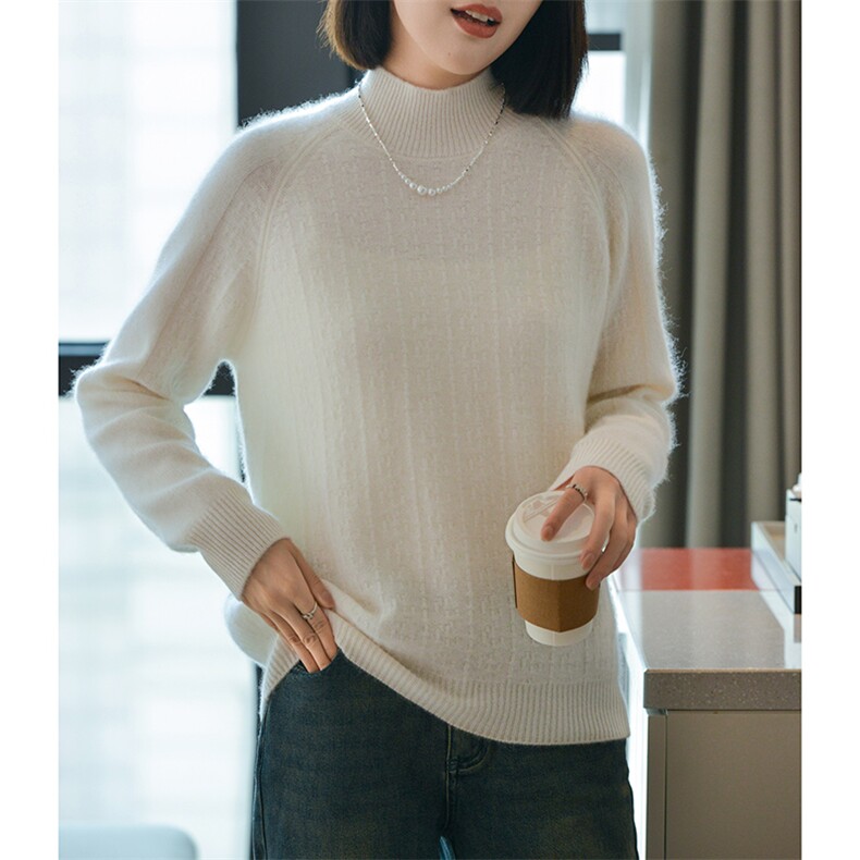 秋冬季女士百搭七针双线半高领羊毛衫,女装羊毛衫,宋氏羊绒