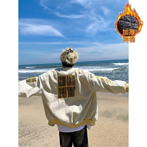 1506-1/G2512夹棉0/P74拼接美式宽松休闲春秋夹克图片