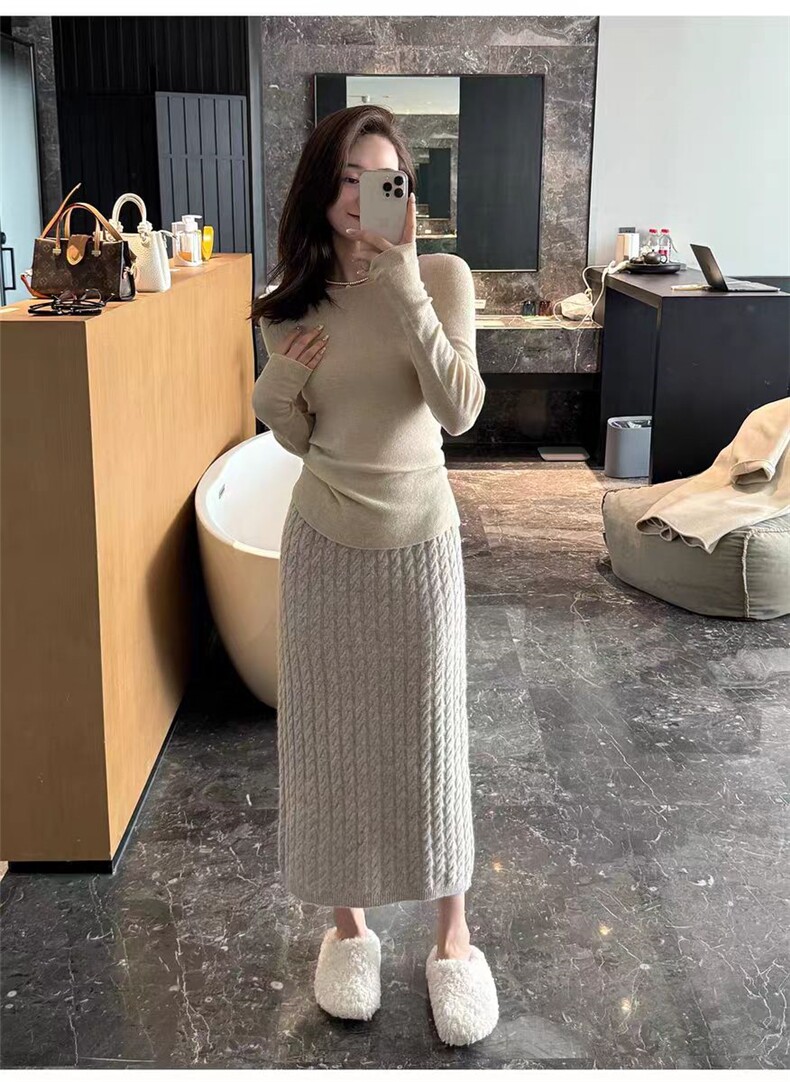 2025年秋季时尚百搭通勤简约休闲半身裙，女装半身裙，锦瑟羊绒