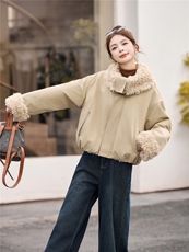 现货！现货！冬季新款女装2025年时尚气质休闲加厚羊羔毛外套，女装派克服，涵墨