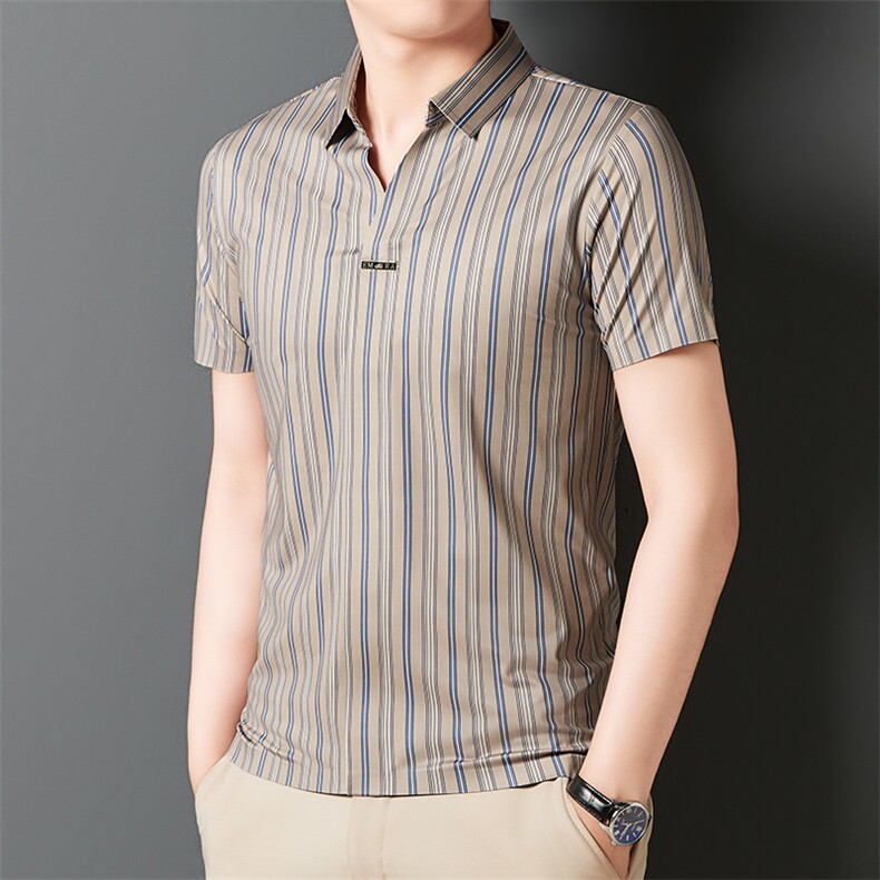 夏季男士短袖polo衫中青年休闲宽松翻领冰丝薄款T恤QSD1270-P52,男装Polo衫,星座1105-3