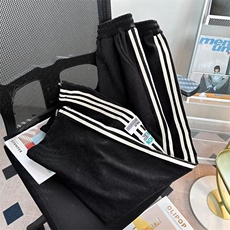 加绒休闲裤男港风潮流拼色三条杠高街2025冬季ins长裤K4866-P40，男装卫衣，星座412