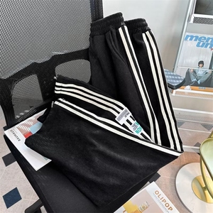 加绒 休闲裤男港风潮流拼色三条杠高街2025冬季ins长裤K4866-P40图片