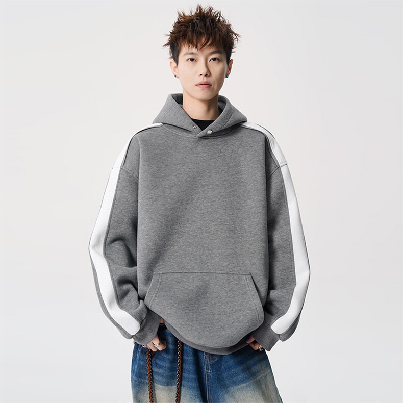 得物二开拼接加绒卫衣男连帽套头时尚外套A266-WY90-P50加绒60,女装短外套,电商A266