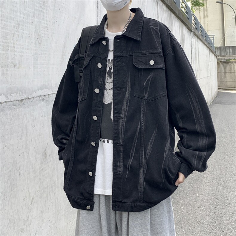 秋季ins港风水洗扎染渐变宽松休闲牛仔夹克外套男JK02099-P70,男装夹克,星座308B-1