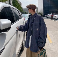 春秋薄款灯芯绒外套男港风时尚潮牌宽松痞帅衬衣韩版百搭长袖衬衫，男装衬衫，星座1210-1