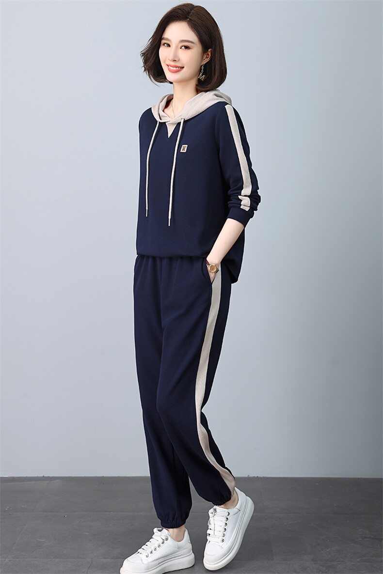 休闲运动卫衣套装女2025春秋新款大码时尚中年妈妈洋气卫裤两件套,女装套装/套裙,忆绮罗