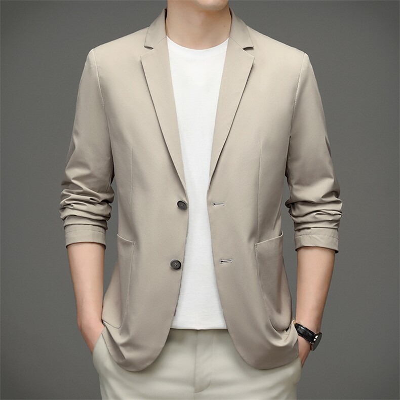 2023新款西服男士春季商务休闲青果领口袋西装便服时尚外套，男装西服，电商B212（原钱塘6029）