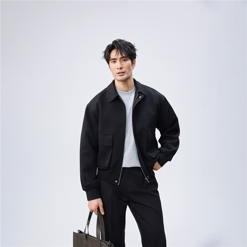 秋季2025老钱风抖音纯色休闲立领夹克店主风A236-82518-P140,男装夹克,电商A236