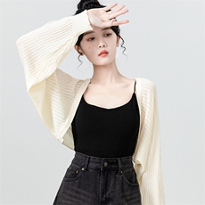 时尚百搭镂空短款针织开衫显瘦修身仿羊毛外套，女装针织衫/毛衣，斯美雅安迪绒