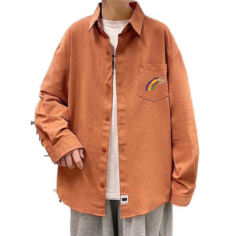 春季长袖衬衫男宽松港风衬衣男外套男CSCS264-P35,男装衬衫,电商B371