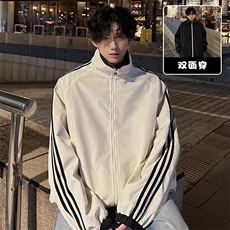 特批P55无差价春新设计感满天星条纹翻领两面穿男潮夹克外套J2664，男装夹克，电商A001