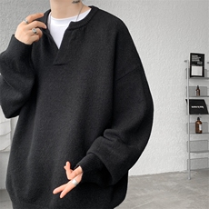 8XL-M高品质V领毛衣大码针织时尚外套慵懒风纯色打底衫MY1508/P68，男装针织衫/毛衣，电商B238