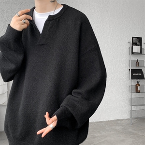 8XL-M高品质V领毛衣大码针织时尚外套慵懒风纯色打底衫MY1508/P68图片