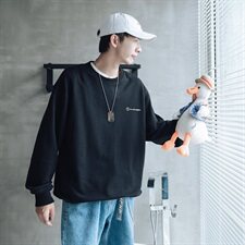 【】A003-HW3071R-P45冬装新款加绒卡通印花童趣卫衣港仔，男装卫衣，电商A003