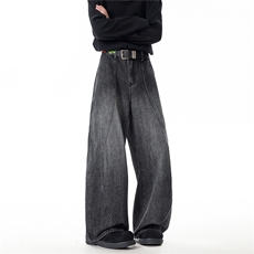 B221美式ins高街暗黑宽松直筒工装竹节纹牛仔裤LK26613-特P50控88，男装牛仔裤，电商B221