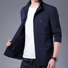 2023秋季新款中年男士上衣长袖外套商务休闲时尚百搭立领夹克，男装夹克，电商B212（原钱塘6029）