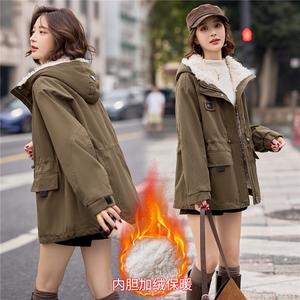 9115时尚加绒加厚中长款派克服图片