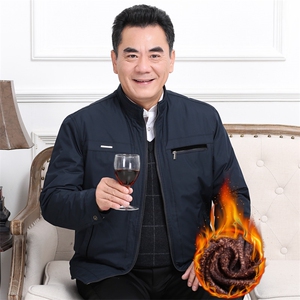 610/P80 中老年男装外套加绒加厚夹克爸爸冬装外套加厚棉夹克衫图片