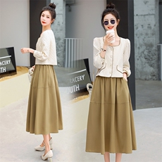 时尚缇花衬衫半裙套装女2023春季新款气质方领温柔甜美显瘦两件套，女装套装/套裙，润尚靓点