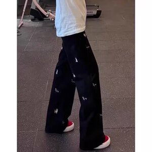 港风潮男春夏秋季新款2025牛仔裤嘻哈ins潮高街潮流痞帅长裤图片
