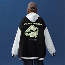 春装衔接新款潮流酷盖时尚印花宽松夹克棒球服外套G110P65控88，男装夹克，A247A