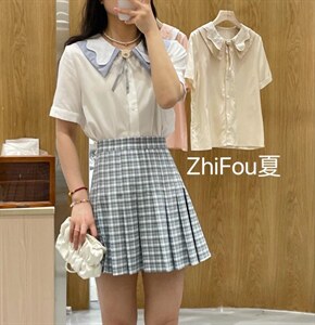 夏季新款 双层荷叶领衬衫,女装衬衫,知否