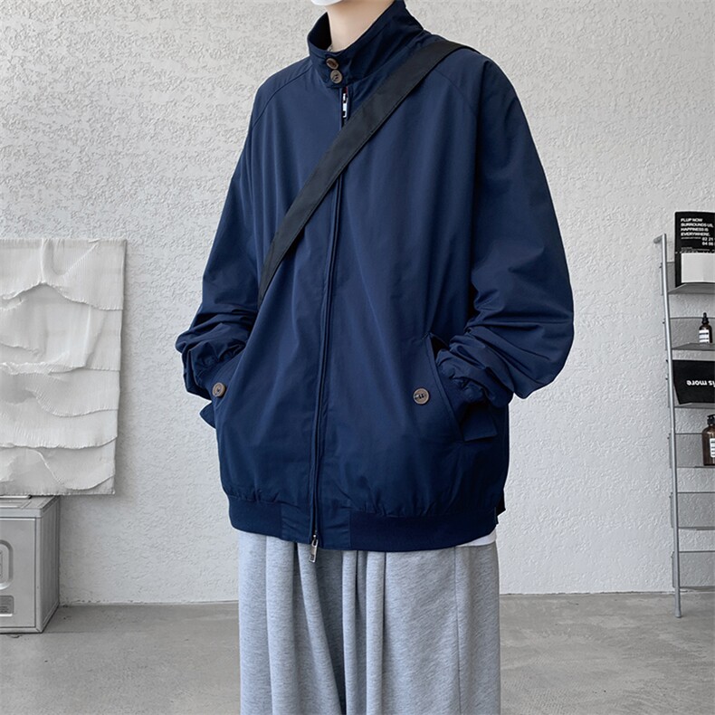 8XL-M美式复古棒球服外套男特大码潮牌双拉链立领夹克衫JK005P85,男装夹克,电商B312