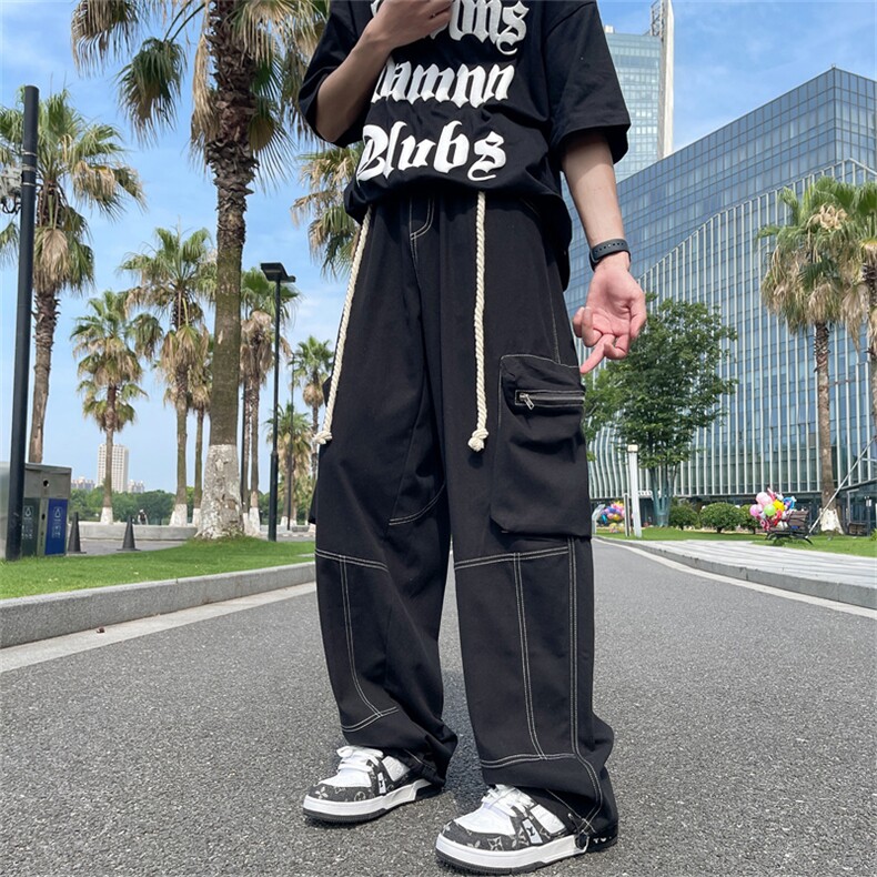 夏季多巴胺穿搭彩色工装裤男2023薄款潮牌直筒阔腿长裤K7133-P50,男装休闲裤,星座512-4