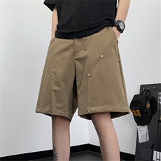复古棕色工装短裤男夏季痞帅宽松休闲运动五分裤D2231，男装牛仔裤，星座1116A-1（原606A）