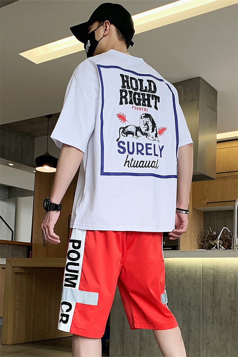 短袖t恤男夏季2021新款宽松半袖体恤上衣服ins潮牌套装DS773T,男装T恤,电商A102