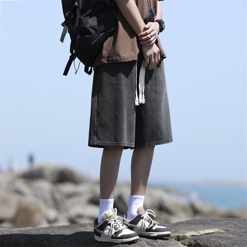 港风青少年牛仔夏季宽松休闲潮流百搭五分短裤DK852-特批-34,男装牛仔裤,星座718-1