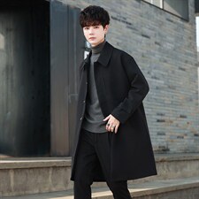 2022TIM秋冬过膝痞帅英伦风街拍潮流中长款翻领宽松风衣888-P165，男装风衣，电商A413